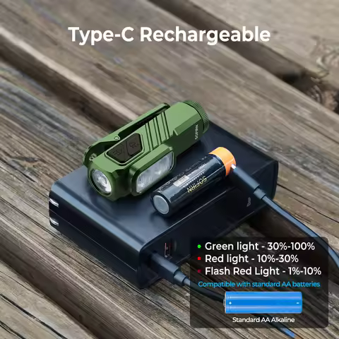 Sofirn ST10 EDC Flashlight 1000LM USB-C Rechargeable 14500 Battery Waterproof Red Light Magnetic Tai