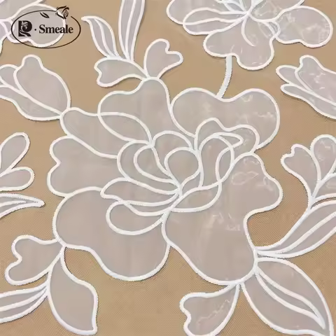 Lace Embroidered Fabric, High-end Design, Hand Sewing, Wedding Dress, Fashion Show, White, RS4358-2