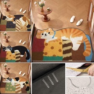 CLEIGHTEEN8H Entryway Rug, Quick-Drying 50x80cm Cartoon Cat Floor Mat, Cute Water Absorbing Anti-Sli