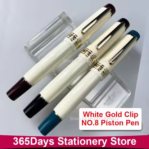 Limited White! WingSung 630 Large Resin Piston Fountain Pen N0.8 Iraurita EF/F/M Nib Gold Clip Busin