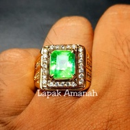 Cincin Batu Akik Zamrud Chatam Asli Colombia Emerald Beryl Top Kristal Super Mewah