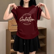 (HOT) Short-sleeved women's T-shirt with flutter sleeve design and skin-friendly breathable fabric.