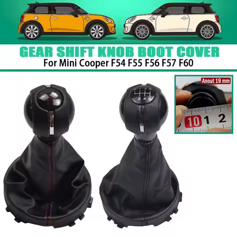 Black Leather+ABC 6 Speed Manual Gear Shift Stick Knob Fit For Mini Cooper F54 F55 F56 F57 F60 Gear 