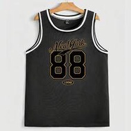 Men's Knitted Mesh Street Sport Style New York City 88# Print Webbing Mesh Tank Top, Suitable For Su