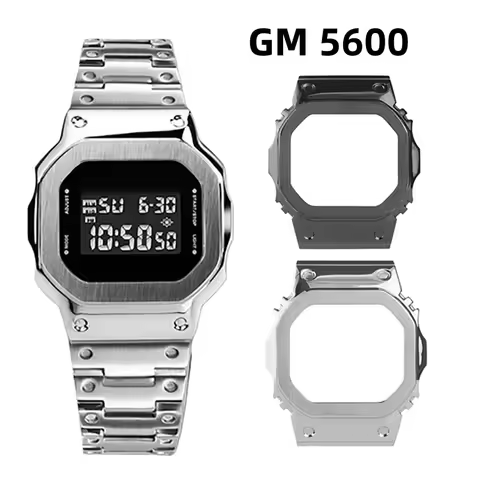 GM 5600 Metal Case for Casio Small Square 3229 GM-5600 GM5600 Modified Shell Stainless Steel Watch S