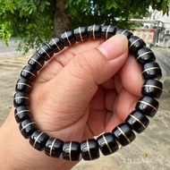 9*8MM Premium Akar Kelapa Potongan Lurus Manik Tong Gelang Bulatan Tunggal Buatan Tangan Wayar Temba