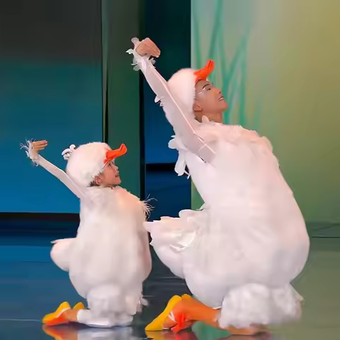Cartoon Duck Costumes For Kids Duck And Goose Dance Party Soft Animal Clothing Halloween Cosplay Sui
