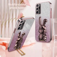 Casing For Samsung S21 S20 Ultra Case S20 S10 Plus Case S20 FE Note20 Ultra/Note10 Case Clear Shockproof With Camera Cover Lens Protector Shockproof Rabbit Stand Phone Case