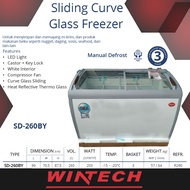 Gea SD-260BY Sliding Curve Glass Freezer - Freezer Kaca Cembung Kapasitas 260 L - Freezer Premium Series Pemajang Ice Cream &amp; Makanan Beku