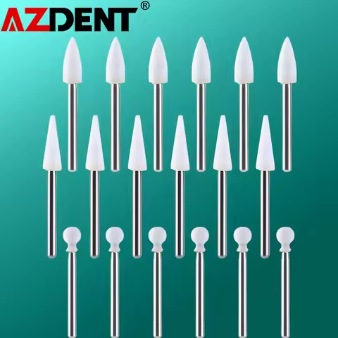 AZDENT 12Pcs/Pack Dental Polishing Stone Handpiece Burs FG Cone Flame Dentist Teeth Whiting