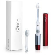 IONPA DM Red Compact Ionic Power Electric Toothbrush with Travel Cap, Brushing Timer, 2 Modes, 2 Sof