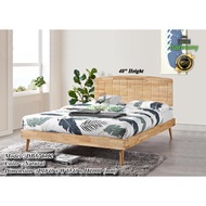 Harmony Natural Full Solid Wooden Queen Bed Frame / Modern Style Wooden Queen Bed / Katil Queen Solid Kayu Getah