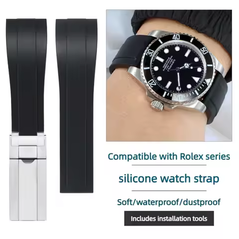 7 color Rubber Watchband For Rolex GMT Water Ghost DAYTONA Seiko Tudor Silicone men watch Strap Cutt