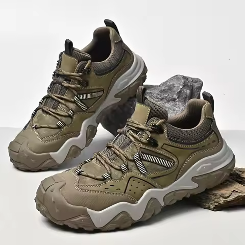 Genuine Leather Men's Sneakers Outdoor Travel Casual Shoes Non Slip Fashion Hiking Shoes Versatile C