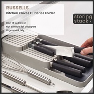 🇸🇬RUSSELLS 2 Tier Kitchen Knives Holder for Knife & Cutlery Storage Drawer Organiser Tray by storing