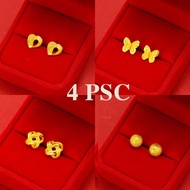 anting2 emas 916 indian gold subang mas korea cop 916 original four-piece earrings fashion versatile