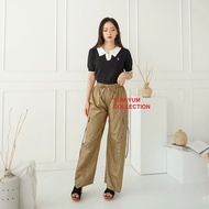 Yumyum Cargo Parasut Highwaist Celana Kulot Parachute Pants Wanita