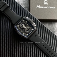 [Original] Alexandre Christie 6608 MCRIPBA Chronograph Sporty Men Watch with Black Dial Black Silicon Strap