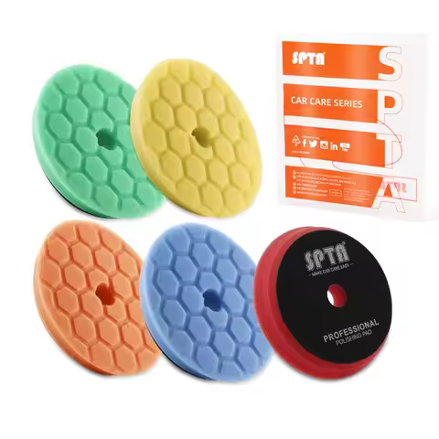 SPTA 1PC 3"(80mm)/5"(125mm)/6"(150mm) Beveled Hex-Logic Car Sponge Polishing Buffing Foam Pad For DA