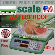 40kg Waterproof Rechargeable Electronic Computing Weighing Price Kitchen Digital Scale Timbang Kalis