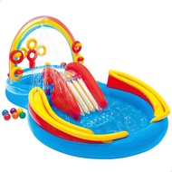Intex 57453EP 9.75 Feet x 6.3 Feet x 53 Feet Multicolor Rainbow Slide Children Inflatable Swimming P