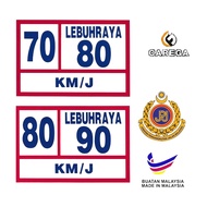 Sticker Had Laju 70/80 and 80/90, Speed Limit Sticker