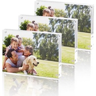 Fixwal Acrylic Picture Frames - 5x7 Set of 3 - Magnetic, Glass Frames - Wedding Table Numbers - Fram