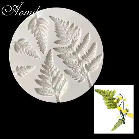 Aomily Mimosa Flower Leaf Fondant Cake Silicone Beautiful Flower Wedding Baking Mold Mousse Sugar Cr