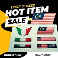 Sticker Emblems | Epoxy | Timbul | Malaysia & Italy Flag | Flexible | Set Sticker | Waterproof