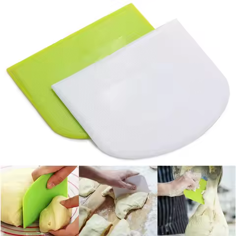 2PCS Plastic Dough Scraper Bowl Scraper Food-Grade Bench Scraper Flexible Dough Cutter Multipurpose 