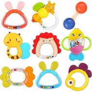 MOONTOY 12pcs Baby Rattles for Babies 0-6 Months Teething Toys 3-6 Months, Newborn Infant Teethers B