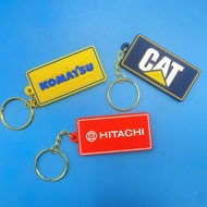 Excavator Keychain Key Ring Hitachi CAT KOMATSU Rubber Rectangular Chain Plate