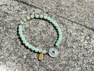 天然緬甸玉 冰果綠翡翠小米珠高冰翡翠平安扣設計手串