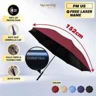 [Memoire Gift] FREE Custom Nama Full UV Protection 152cm Big Umbrella Personalised Payung Besar Auto