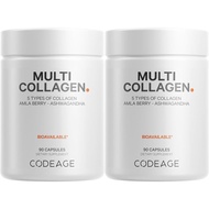 Codeage Multi Collagen Capsules – 5 Collagen Types I, II, III, V & X – Hydrolyzed Grass-Fed Bovine P