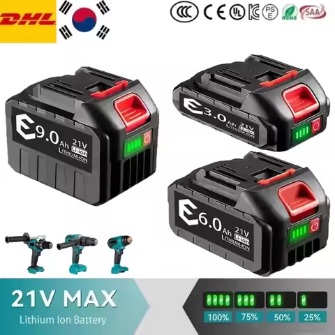 🥇18V 21V MAX Battery Rechargeable 3Ah 6Ah 9Ah Lithium Ion Battery 388VF Li-ion Battery For Makita El