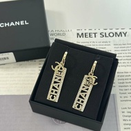 CHANEL 24C水鑽CHANEL雙C吊墜耳環