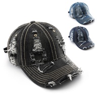 Ripped Washed Jean Men Baseball Cap Women Cap Unisex Cap Topi Besbol Lelaki Topi Perempuan 棒球帽男女 鸭舌帽