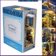 Wooden Book Nook Kit DIY Miniature House Book Nook Model LED Bookshelf Decor DIY Beautiful Bookshelf
