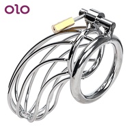 OLO Adult Games Stainless Steel Cock Cage Lockable Sex Toys for Men Penis Cock Ring Sleeve Lock Male Chastity Device Xx4