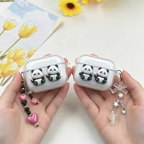 Cute Panda Case for Jabra Elite 8Active /Elite 10 Gen 2 Case Silicone earphone Cover For Jabra Elite