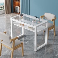 美甲桌 鋼化玻璃桌面 45cm加寬 實木多層鋼化玻璃單雙人美甲桌