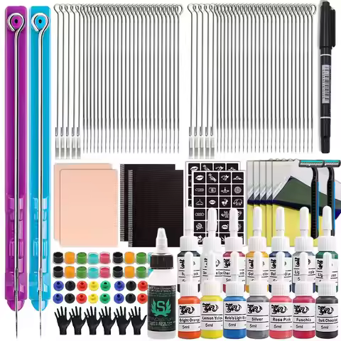 3D Hand Poke and Stick Tattoo Kit DIY Tattoo Ink Needles Set for Body Art Hand Poke Stick Tattoo Beg
