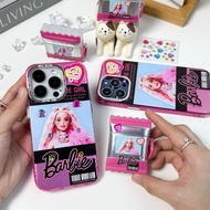 Set case T7S169&A4 Barbie Metallic For iPhone+AirPods iPhone 11-13 13pro 13Promax 14 14pro 14Promax