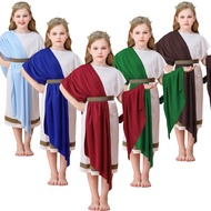 Children's Greek Mythology Toga Robe Dress Halloween Cosplay Stage Performance Costume Set