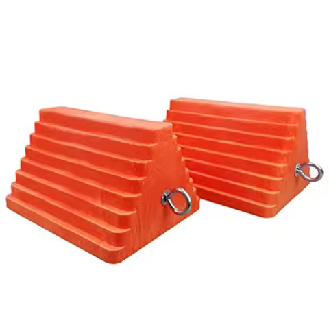 2 Pack Wheel Chocks Heavy Duty Orange with Eyebolt for Travel Trailer 10" Length x 8" Width x 5.7" H