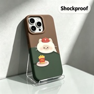 Casing for iPhone 17 16 cute hard film two in one shockproof case oil painting cat dog burger compat