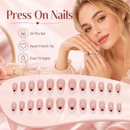 Set Handmade French Press On Nails With Red Love Print False Nails Wearable Full Cover Z0w8