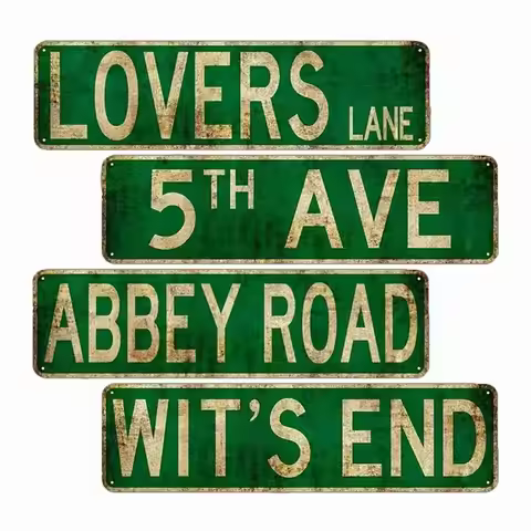 Lovers Lane Retro Metal Tin Signs, Rustic Street Signs, Abbey Road Street Signs, Park, Scenic, Count
