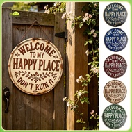 Happy Land Sign Farmhouse Wood Sign Happy Land Rustic Wooden Garden Sign Weather-resistant Fade-proo